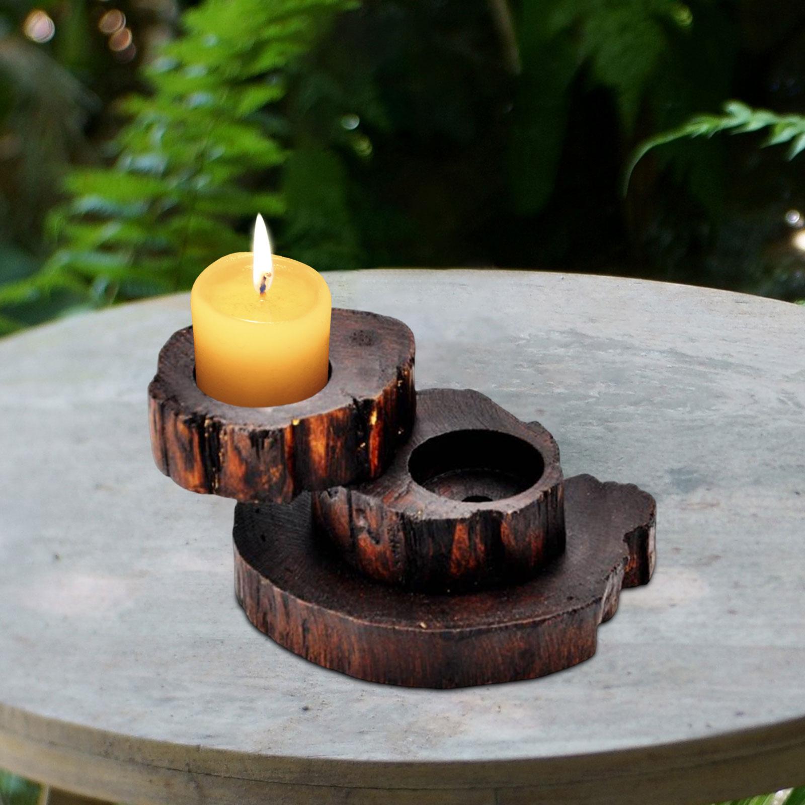 Candle Holder, Twist Tealight Candle Holder Rotating Sushi Plate Dish Wood  Candlestick Stand, Sushi Serving Tray for Home Candle Light Holiday 2 layer